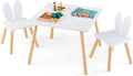 Costzon Kids Table and Chair Set, 3 Pieces Wooden Activity Table & 2 Rabbit by Costzon