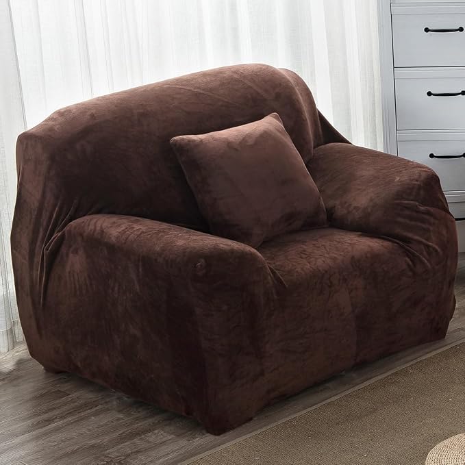 vctops 1-Piece Velvet Plush Stretch Chair Sofa Slipcover Soft Fuzzy Fluffy by vctops