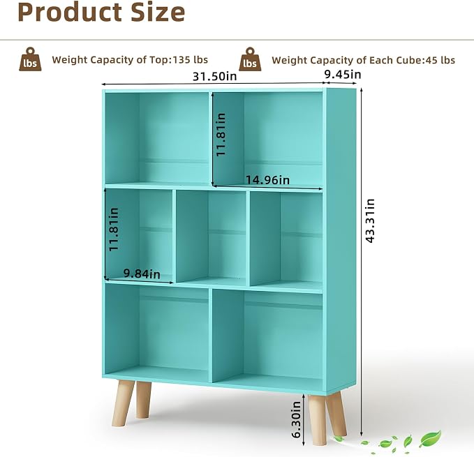 LEYAOYAO 7 Cube Bookshelf 3-Tier Bookcase - Image 2