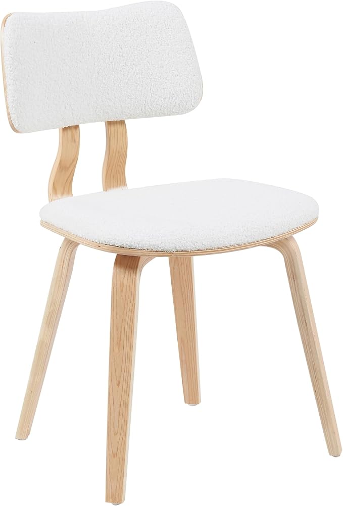 Armen Living Jaguar Mid-Century Upholstered Dining Chair in White Boucle and - Image 2