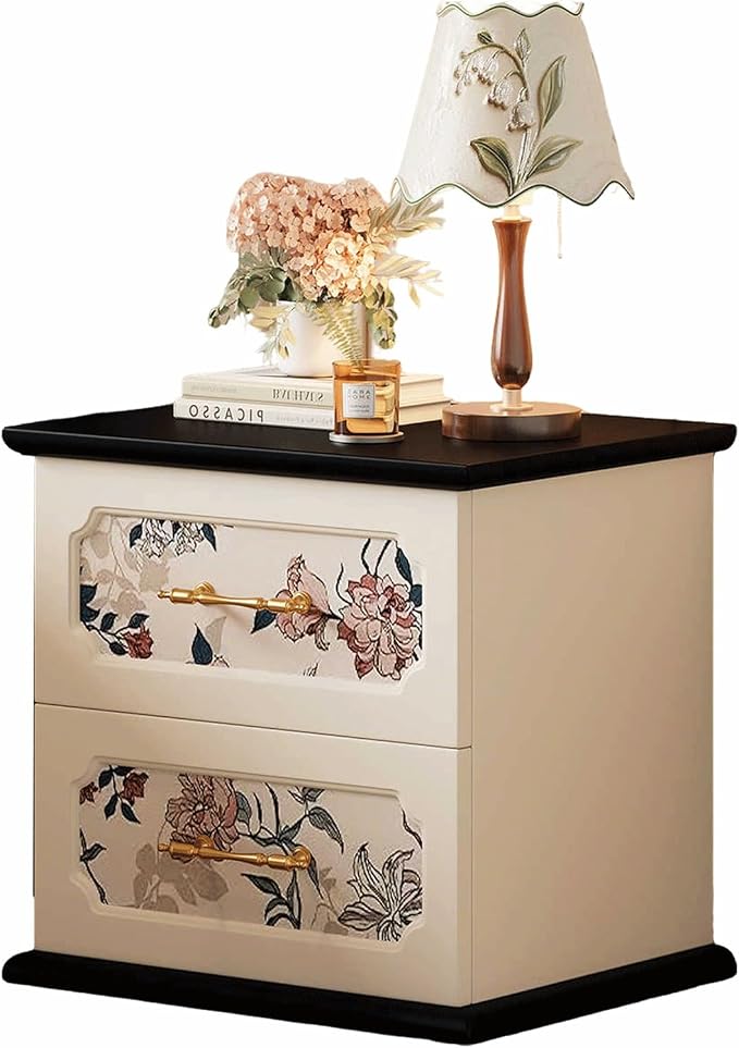 Vintage-Print New Chinese-Style Bedside Table, Office/Bedroom/Living Room by Unknown