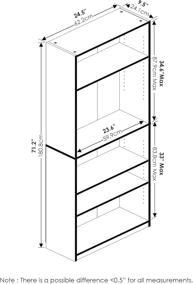 Furinno JAYA Book Shelf, 5-Tier Bookshelf, Bookcase - Image 3