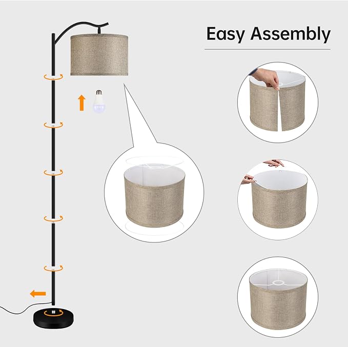 BoostArea Floor Lamp for Living Room, 9W LED Arched Lamp, Tall Modern Standing - Image 7