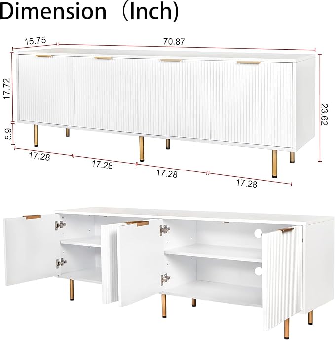 Mid Century Modern TV Stand for 80 Inch TV, Entertainment Center - Image 2