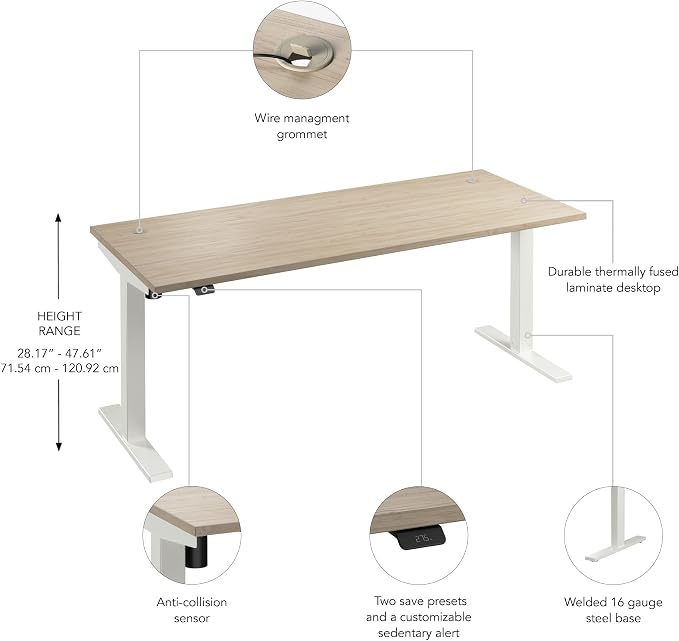 Bush Business Furniture 72-inch Electric Height Adjustable Standing Desk - Image 7
