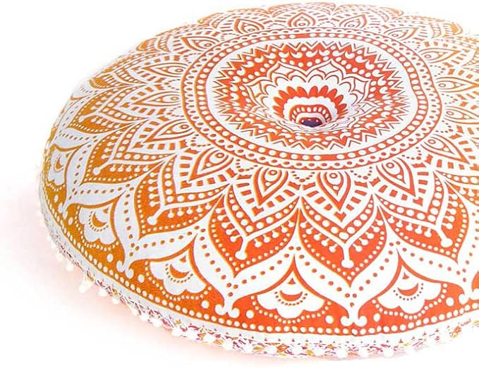 Mandala Floor Pillow Cover Meditation Cushion Seating Throw Hippie Round by EyesofIndia