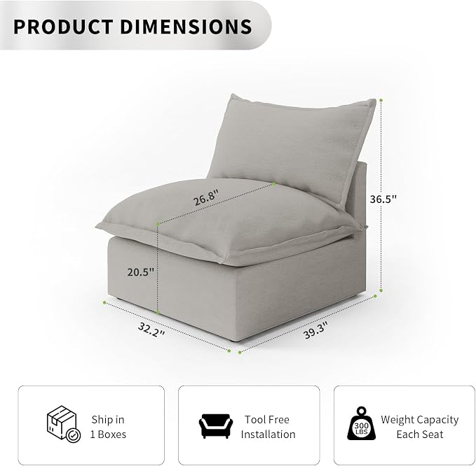 Cloud Sectional Couches, Down Filled Sofa - Image 2