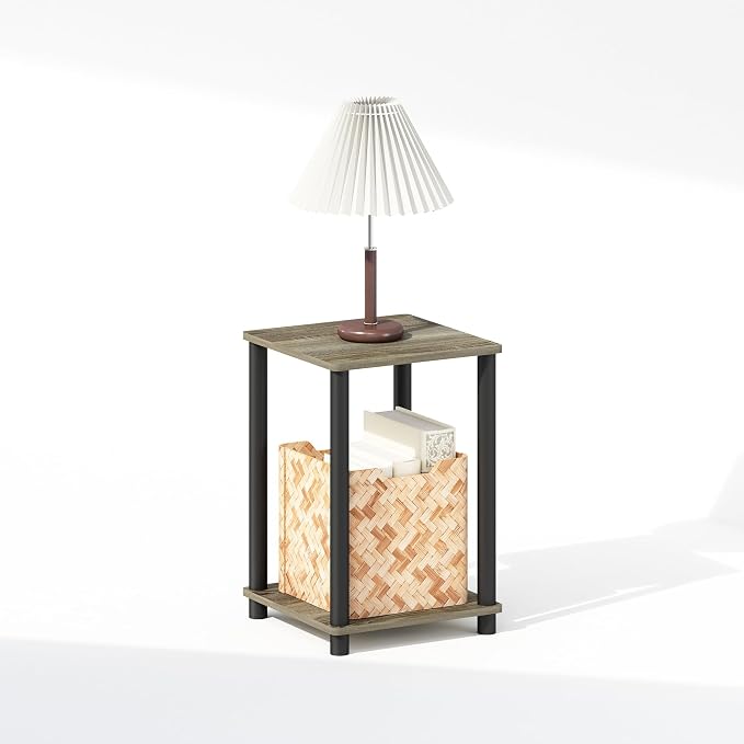 Furinno Turn-N-Tube Night Stand, 2-Tier Open Shelf Design Nightstand, Toolless - Image 4