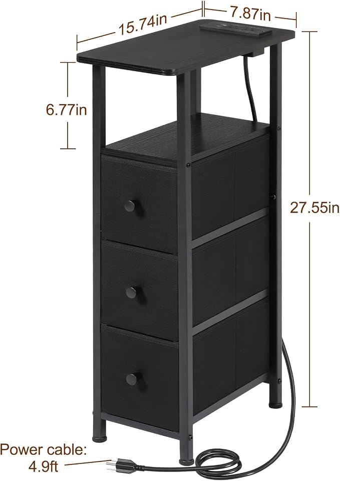 LOAKEKEL Narrow End Tables Living Room Set of 2 - Image 3