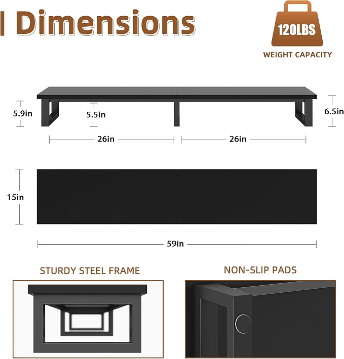 YAOHUOO 59" Large TV Riser for 32-75 inch TV, TV Riser Stand Shelf - Image 7