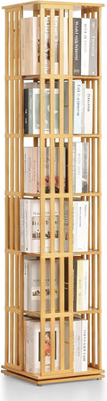 Athena Collection Rotating Bamboo Bookshelf, 6-Tier Floorstanding Corner by AthenaCollectionFurniture