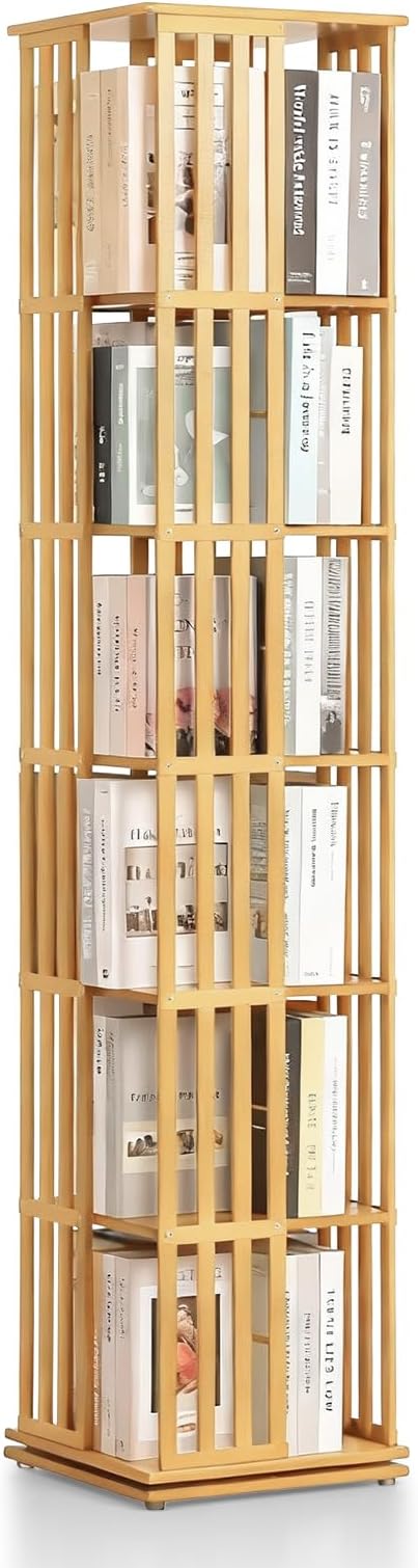 Athena Collection Rotating Bamboo Bookshelf, 6-Tier Floorstanding Corner by AthenaCollectionFurniture