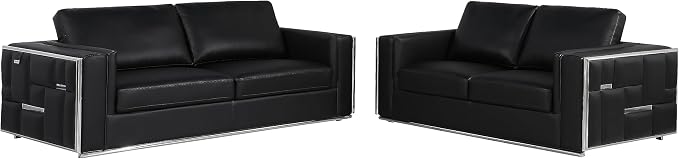 Blackjack Furniture Catania Modern Top Grain Italian Leather Sofa Set by BlackjackFurniture