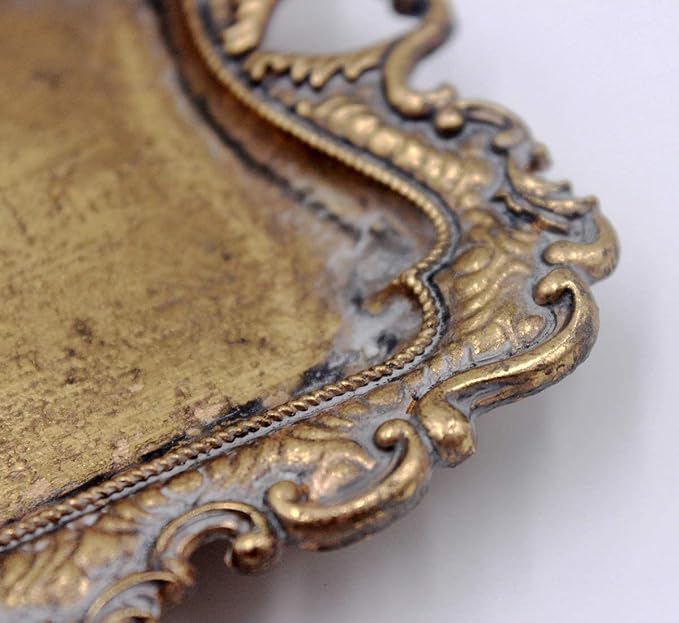 Funly mee Small Antique Trinket Dish Vintage Gold Metal Jewelry Tray, Ring - Image 7
