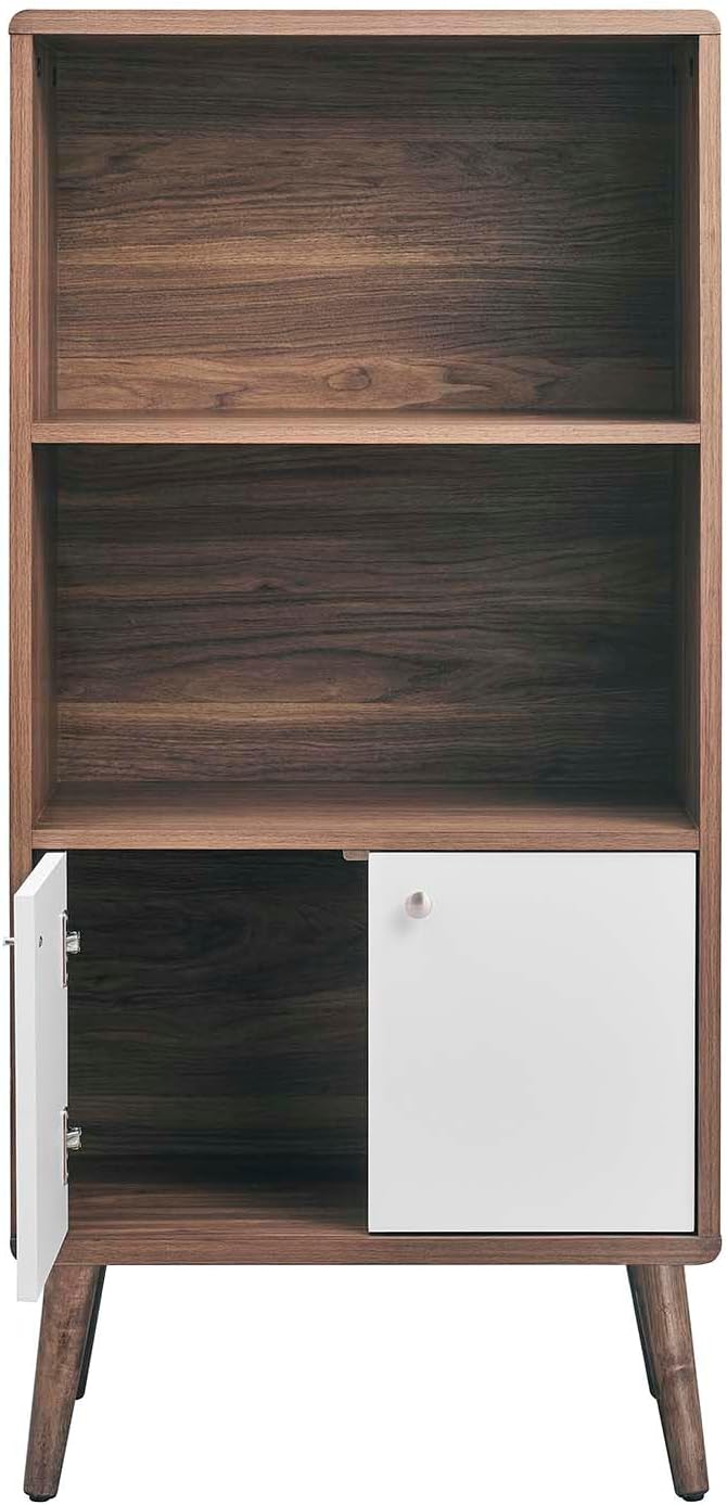 Modway EEI-6230-WAL-WHI Transmit Display Cabinet Bookshelf, Walnut White - Image 4