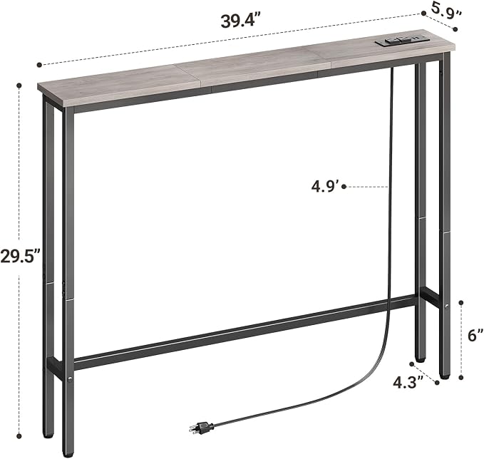 ELYKEN 5.9" Narrow Console Sofa Table - Image 3