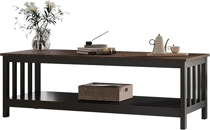 ChooChoo Mission Coffee Table, Wood Living Room Table - Image 6