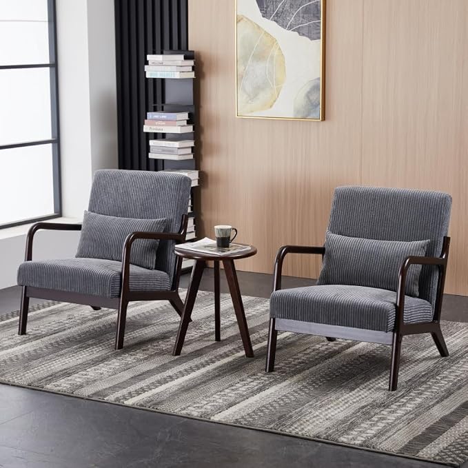 Mid-Century Modern Accent Chair&Coffee Table Set, Vintage Luxury Style - Image 3