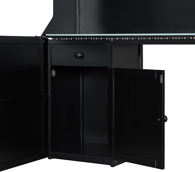 Modern Gaming Loft Bed with Built-in Desk, LED Lighting & Charging Hub – Full - Image 5