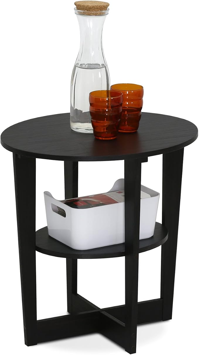 Furinno JAYA Side Table, 2-Tier Round Modern End Table by Furinno-FitsYourSpaceFitsYourBudget