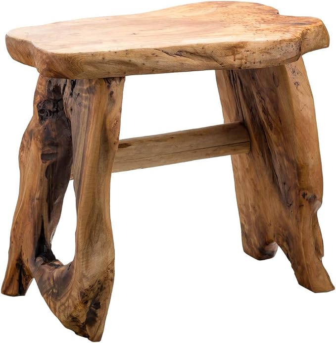 Natural Edge Cedar Wood Tree Stump Indoor/Outdoor Stool, Garden Bench, Night - Image 4