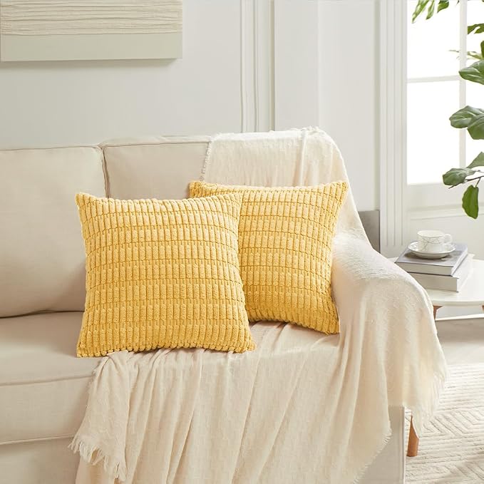 Fancy Homi 4 Packs Yellow Spring Decorative Throw Pillow Covers 16x16 Inch - Image 6