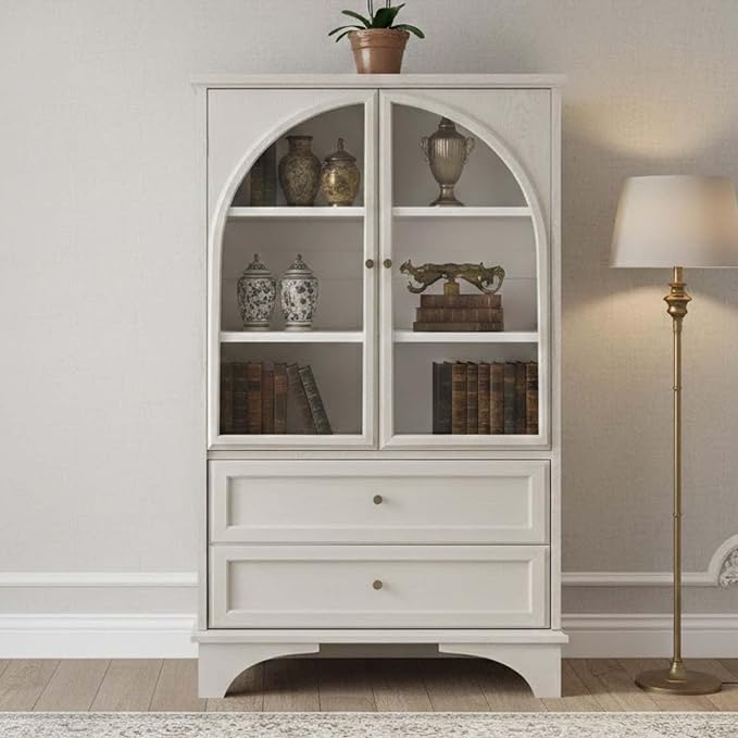 52" Tall Display Cabinet with Glass Doors, Glass Display Case Storage Cabinets by Unknown