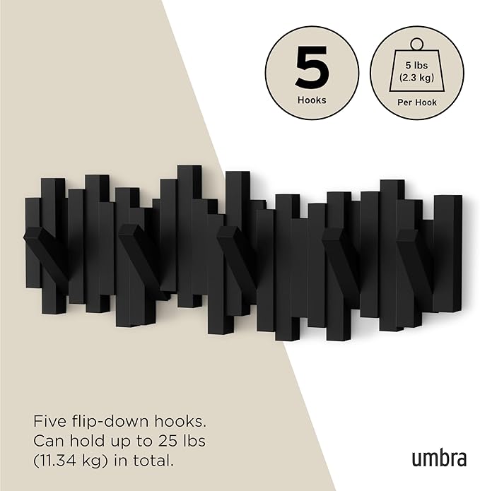 Umbra Sticks Wall-Mounted Coat Rack Rail Hook - Image 5