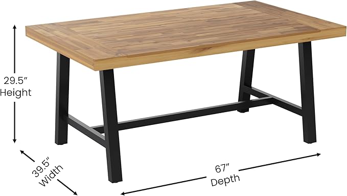 Flash Furniture Rafe Commercial Grade Acacia Wood Dining Table - Image 3