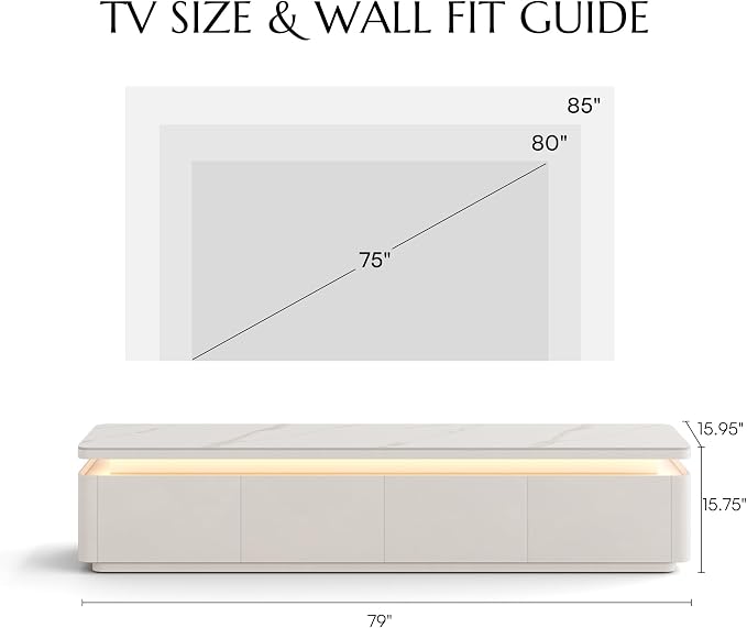 POVISON Fully Assembled 79" Mid-Century Modern TV Stand - Image 7