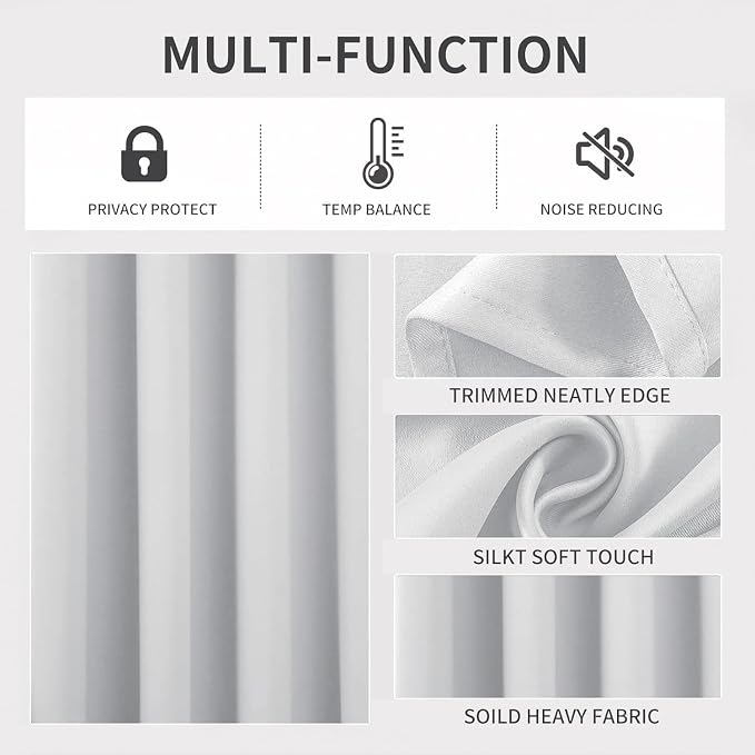 Joydeco White Curtains 120 Inches Long 2 Panels Set, Thermal Insulated Long - Image 3