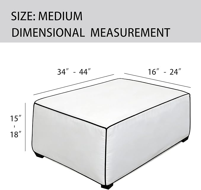 Super Stretch Ottoman Cover- Soft Form Fit Ottoman Cover Rectangular Ottoman - Image 3