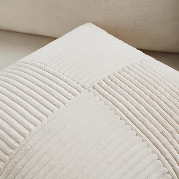 Fancy Homi 2 Packs Cream Euro Decorative Throw Pillow Covers 26x26 Inch - Image 3