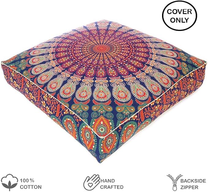 Mandala Floor Pillow Cover Meditation Cushion Seating Throw Hippie Round - Image 2