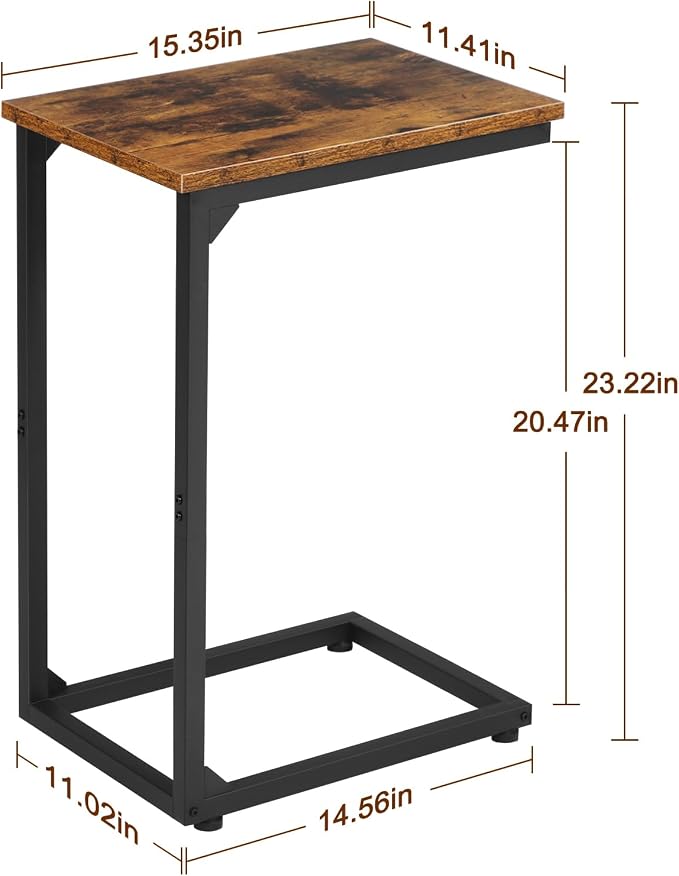 AMHANCIBLE C Shaped End Table, Slide Under Couch Table - Image 3