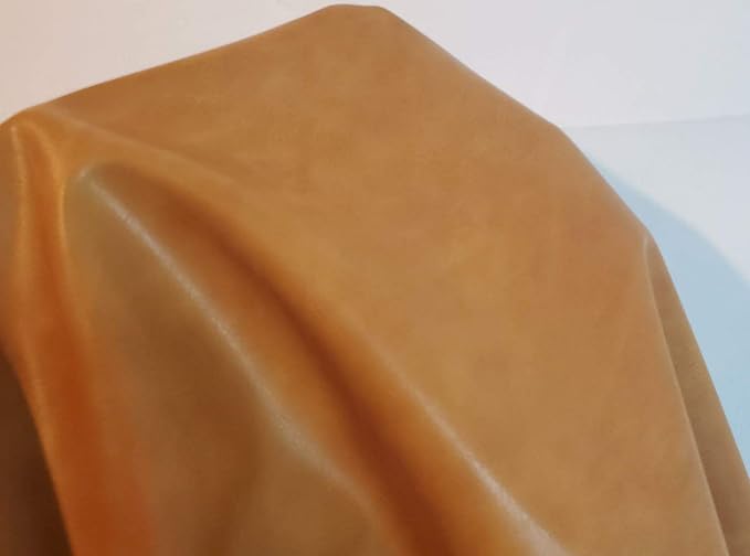 Caramel Light Tan Soft Faux Vegan PU Leather Sheet Fabric by The Yard Synthetic - Image 4