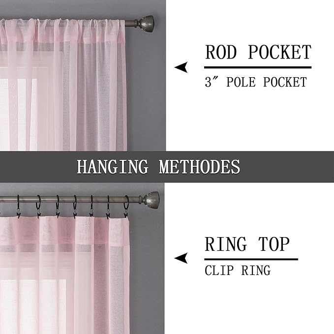 Tollpiz Short Sheer Curtain Linen Textured Living Room Curtains Sheer Light - Image 5