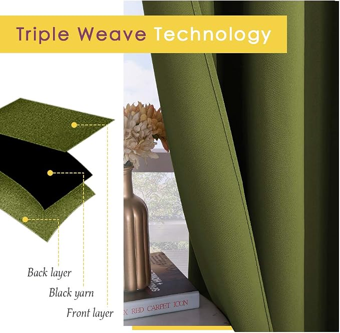 NICETOWN Bedroom Curtain Panels Blackout Draperies, Thermal Insulated Solid - Image 5