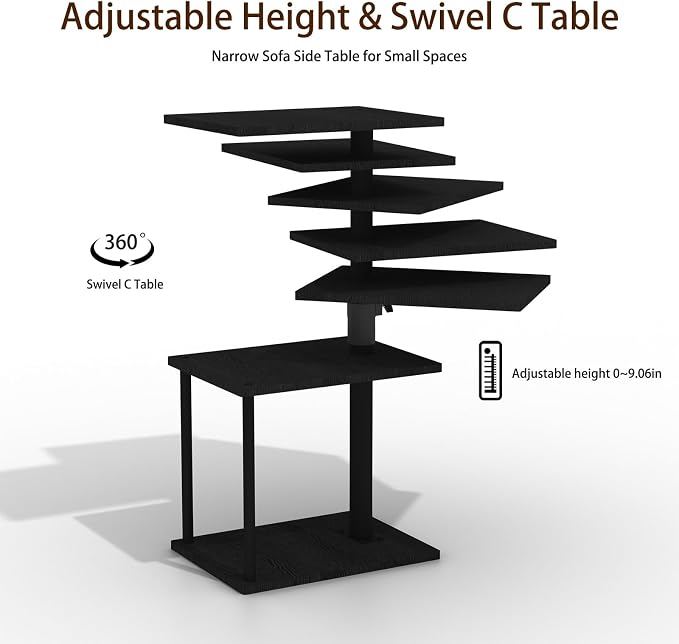Faesun Swivel Side Table for Couch Arm, Adjustable C End Table for Recliner or - Image 9