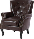 Modern Accent Chair, Mid-Century Faux Leather Armchair by LOVSPATIOFURNITURE