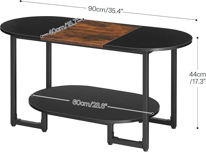 HOOBRO Coffee Table for Living Room, Oval Small Coffee Table - Image 2
