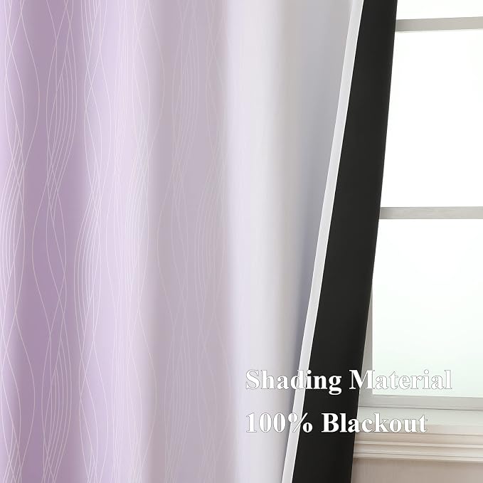 Estelar Textiler Lilac and Greyish White Blackout Curtains 54 Inch Length - Image 5