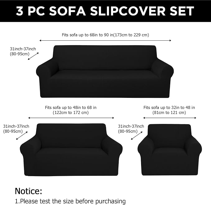 Peryiter 3 Pcs Couch and Loveseat Covers Set Sofa Cover - Image 2