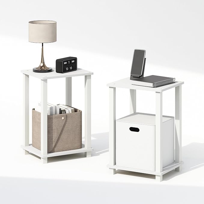 Furinno Simplistic Night Stand Set of 2, 2-Tier Small Nightstand - Image 5