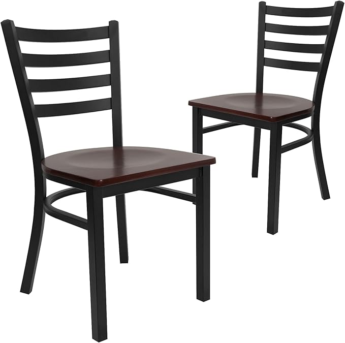 Flash Furniture 2 Pack HERCULES Series Black Ladder Back Metal Restaurant Chair by FlashFurniture