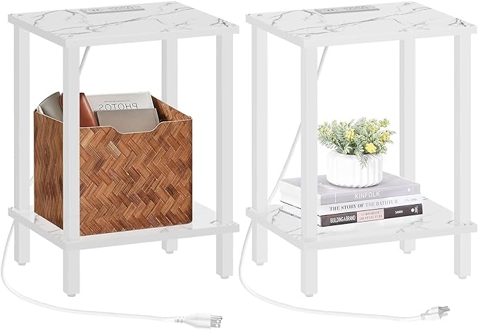 TUTOTAK End Table with Charging Station, Small Side Table, Nightstand Bedside by ChoosetutotakFurnitureBuildYourCozyHome