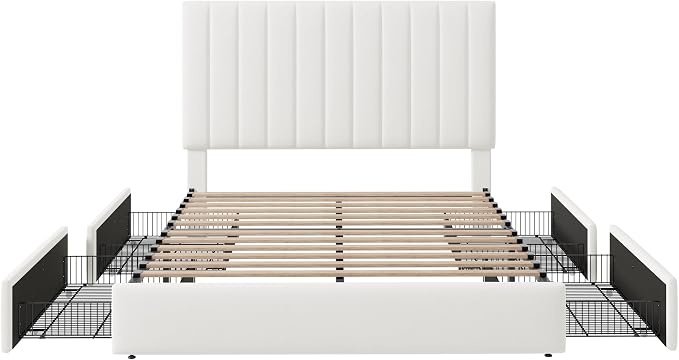 Allewie Queen Size Storage Bed Frame, Vertical Channel Tufted Adjustable - Image 8