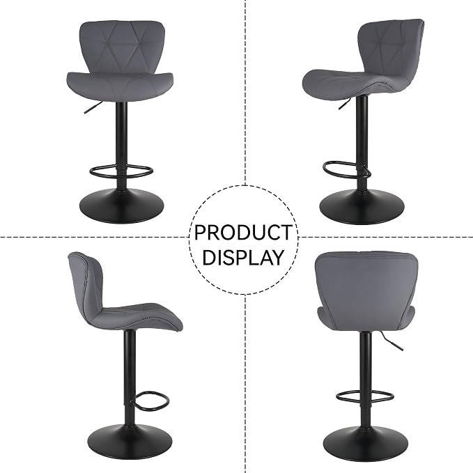 Nalupatio Modern Bar Stools Set of 3, Adjustable Faux Leather Upholstered - Image 7