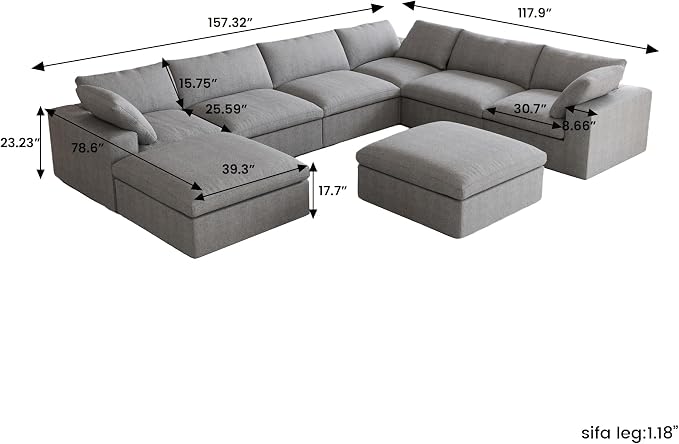 Cloud Modular Sectional Sofa, 8 Seater Sofa Wide Deep Seat Couches, Sofa Covers - Image 2
