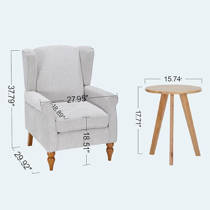 Mid-Century High Wingback Chair, Modern Fabric Accent Chair Armchair - Image 3